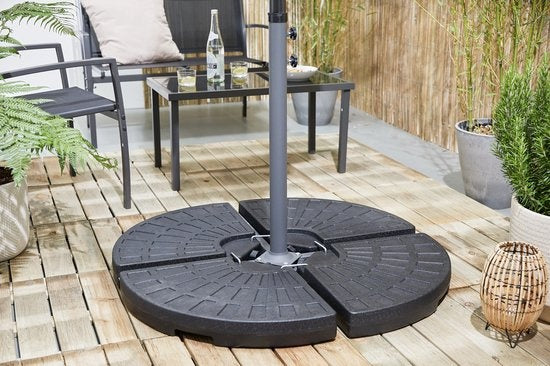 LIFA GARDEN Befüllbare Beschwerungsplatten - Sockel für Hängesonnenschirm in schwarz - Befüllbar mit Sand oder Wasser bis zu 50 kg - Wetterfest - 100 x 100 x 8 cm