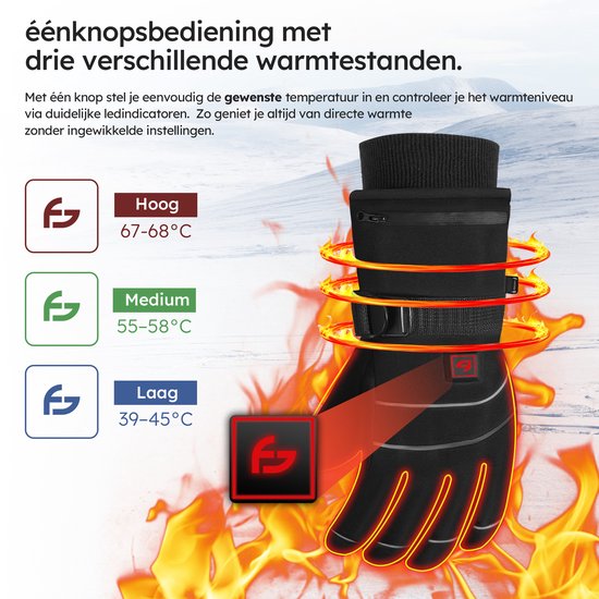 Beheizte Handschuhe - Pro S - 3 Einstellungen - Elektrische Handschuhe - Wasser- und winddicht - Wiederaufladbare beheizte Handschuhe - Schwarz - Saaf Comfort