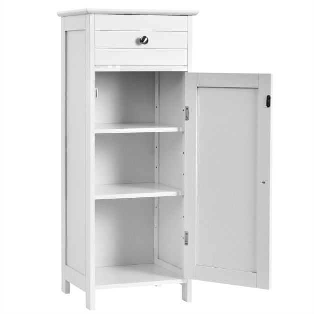 Coast Badezimmerschrank - 3 Einlegeböden und 1 Schublade - MDF - 35 x 30 x 87 cm - Weiß