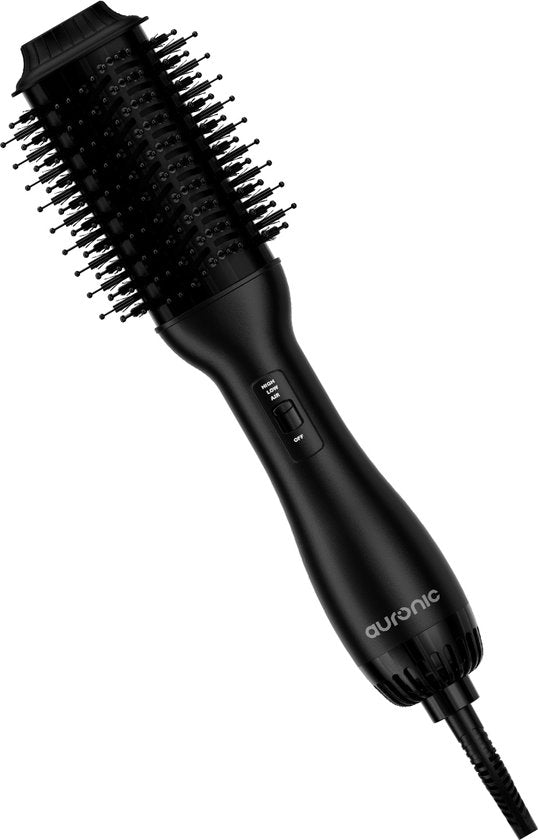 Auronic 4-in-1 Haartrocknerbürste - Airstyler - Kämme - Styles - Locken - Föhnen - 37 mm Lockenbürste - 360 Grad Luftstrom - Schwarz/Schwarz