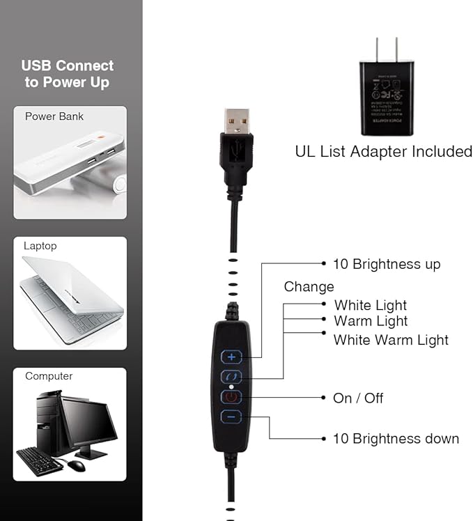 Cesunlight Schreibtischlampe - LED - Dimmbar - USB - Touch-Steuerung - Schwarz