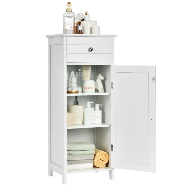 Coast Badezimmerschrank - 3 Einlegeböden und 1 Schublade - MDF - 35 x 30 x 87 cm - Weiß