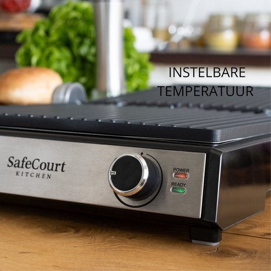 Safecourt Kitchen - 3-in-1 Kontaktgrill - Toaster - Abnehmbare Platten - 180 °C Gril - Schwarzl