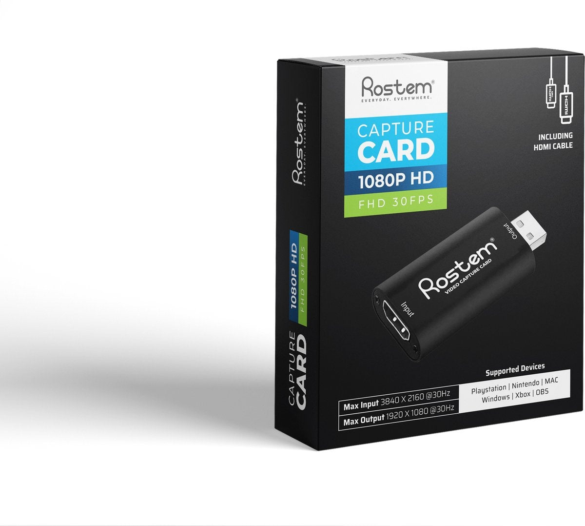 Rostem Capture Card HDMI zu USB - Video Game Capture geeignet für PlayStation, Xbox, Nintendo, Windows, MAC - Game Capture