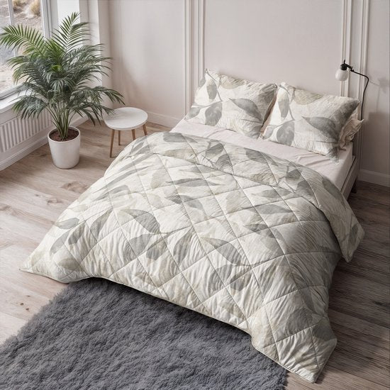 Sleeptime® 2-in-1-Bettdecke ohne Bezug „Misty“ – waschbare Bettdecke – 200 x 220 – Beige/Grau