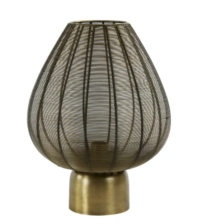 Licht & Wohnen Tischleuchte SUNEKO Ø35 cm - Antike Bronze - Geflochtenes Metall - Modern & Robust - E27