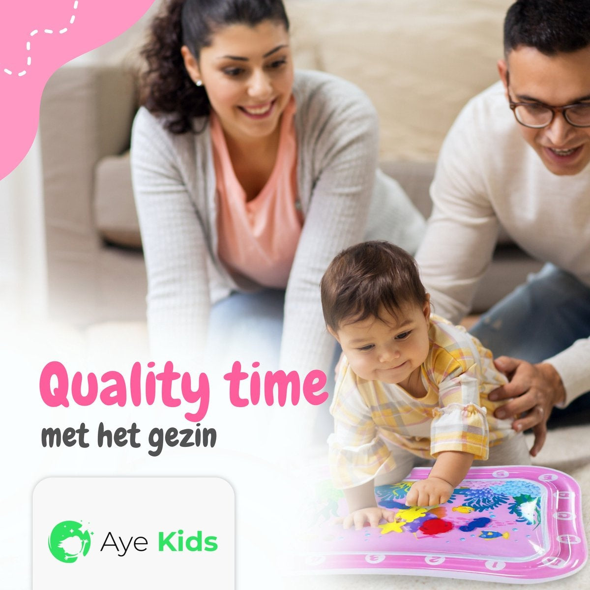 AyeKids Wasser Spielmatte - Wasser Matte - Spielmatte - Aufblasbar - Wasser Matte Baby - Rosa