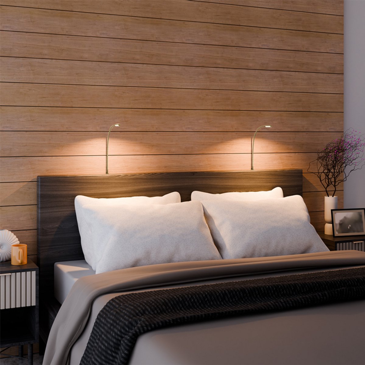 Nolt - Leselampe Bettleuchte - Dimmbare LED, 2er-Set, Klemme - Höhe 58 cm - Metall - Gold