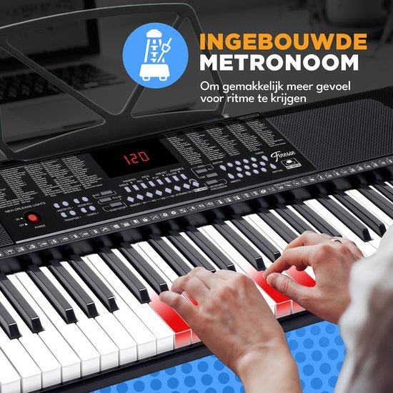 Finesse Keyboard Piano - Beleuchtung - Ständer & Zubehör - 61 Tasten - Digital Piano - Electric Piano - Kind