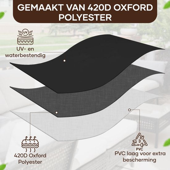 Villux Schutzhülle für Gartenbank – Schutzhülle für Gartenmöbel – Hülle für Gartenmöbel – Hülle für Gartenset – Loungeset – Wasserdicht – Hülle für Loungeset – 420D - 300/98 x 300/98 x 70 cm