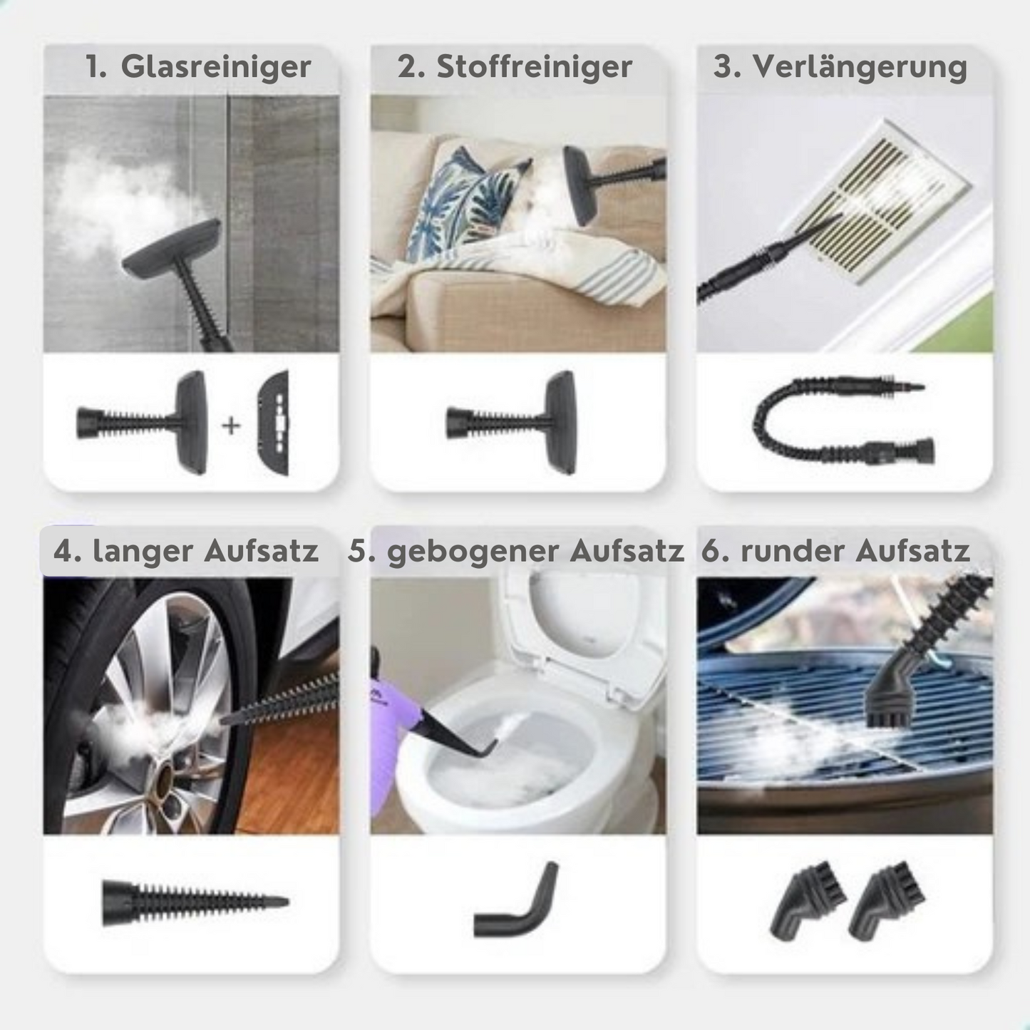 Motionflow - Dampfreiniger Pro - 1150 Watt - 12-in-1 - 450ML - 12-teiliges Zubehörset - Lila