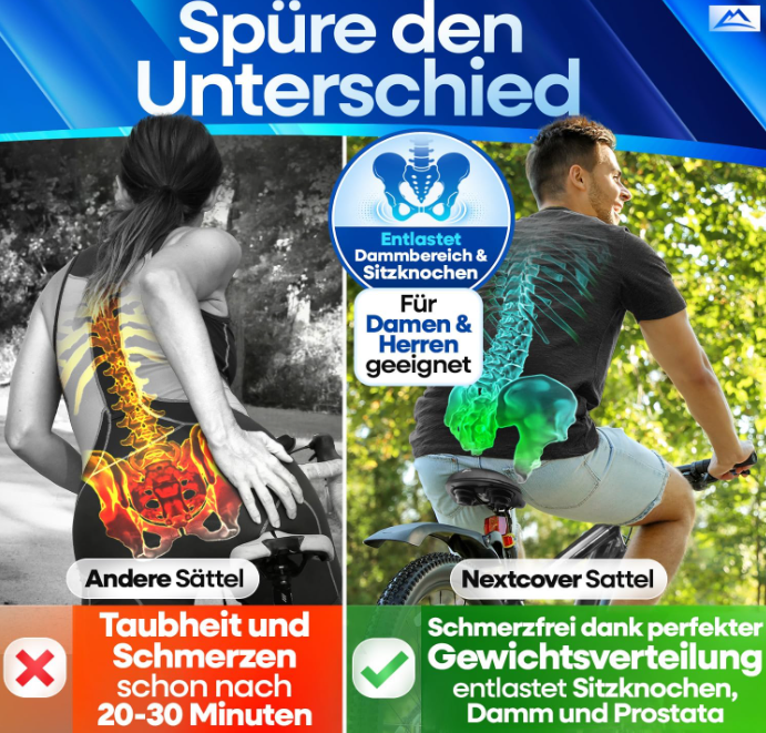 NextCover Fahrradsattel – Schwarz – 26 x 18 x 10 cm – Memory-Schaum, ergonomisch
