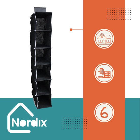 Nordix Organizer - mit 6 Fächern - Hängend - Aufbewahrung - Schuhsack - Aufbewahrungssystem