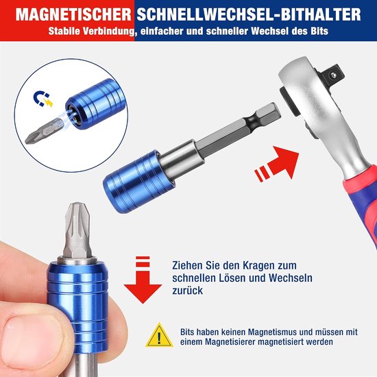 42-teiliges Steckschlüssel- und Bitset mit Ratsche und Magnethalterung