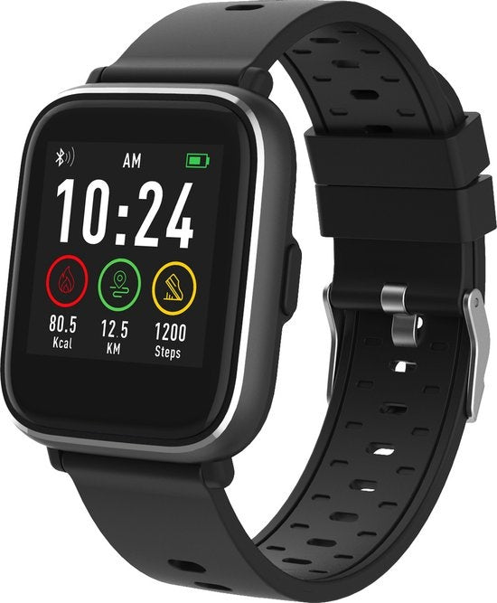 Denver Smartwatch mit Schrittzähler - Sportuhr mit Herzfrequenzmesser und Schlaf-Aktivitäts-Tracker - SW161 - Schwarz