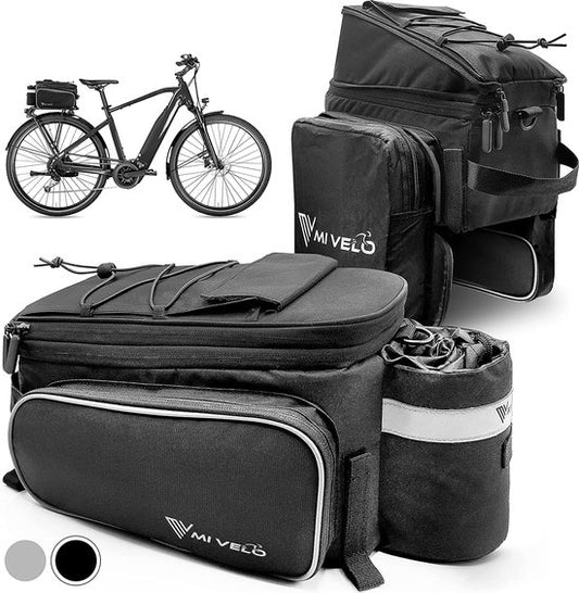 MIVELO - Gepäckträgertasche - Gepäcktasche Fahrrad - erweiterbar bis 20 l - wasserdicht - 20 l schwarz