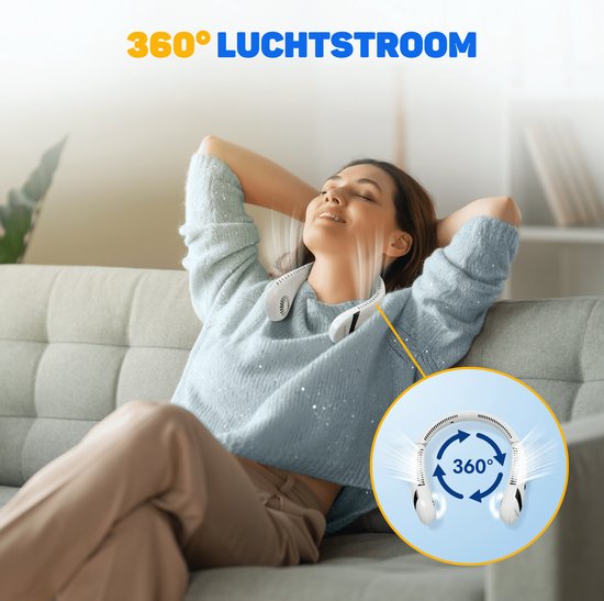 Vulpes Goods Neck Fan PRO Tragbarer Nackenventilator – 5000mAh Akku – 3 Geschwindigkeiten – USB wiederaufladbar – 360° Kühlung