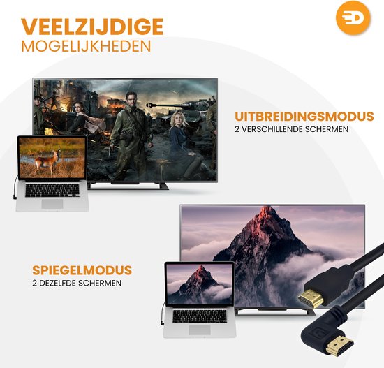 Drivv. HDMI-Kabel 2.1 - gewinkelt - Ultra HD 8K - HDMI zu HDMI - 2 Meter - Schwarz