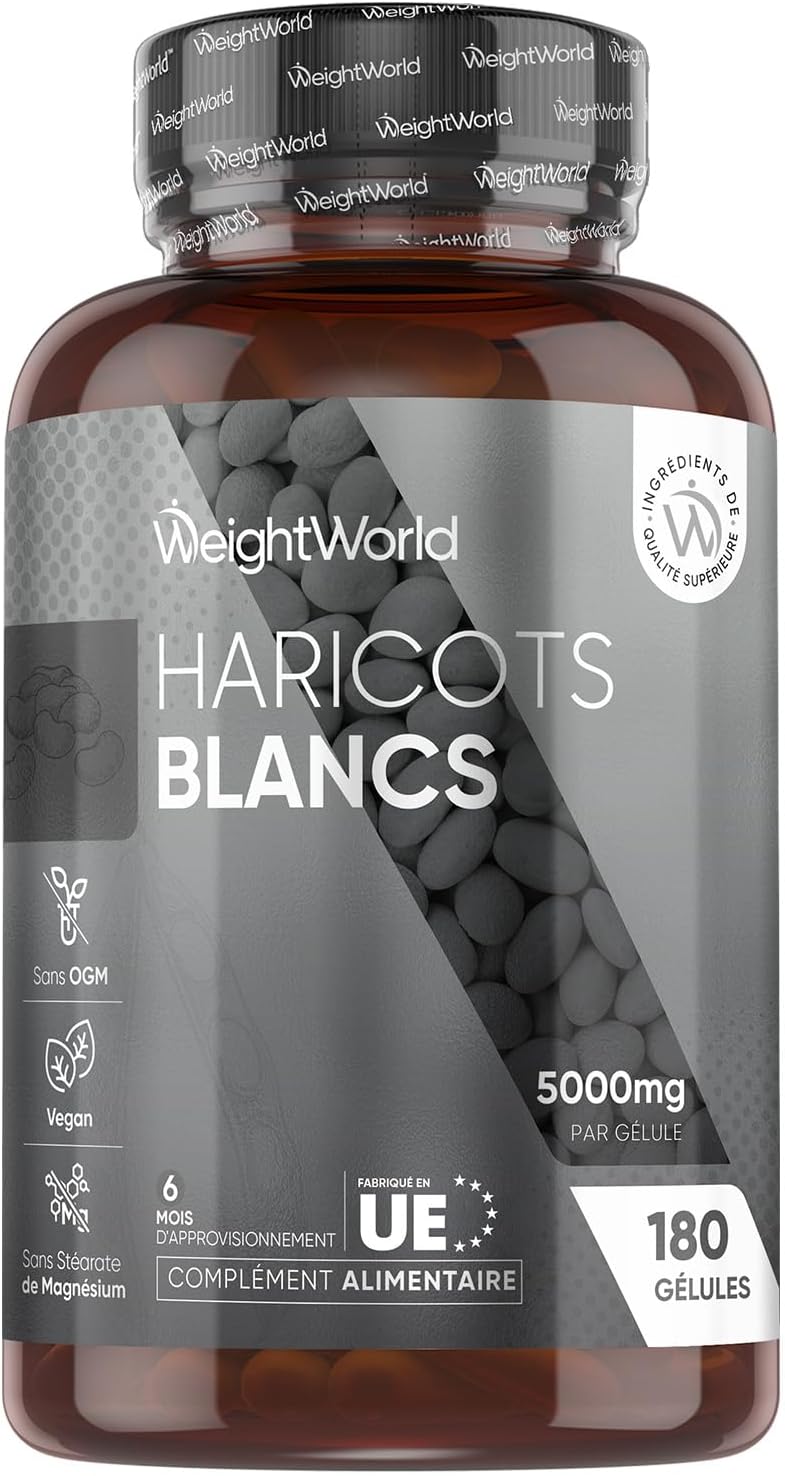 WeightWorld Weißbohnen-Extrakt 5000 mg mit Zink und Chrom – 180 vegane Kapseln – Vorrat für 6 Monate – 6,4 x 6,4 x 11,2 cm