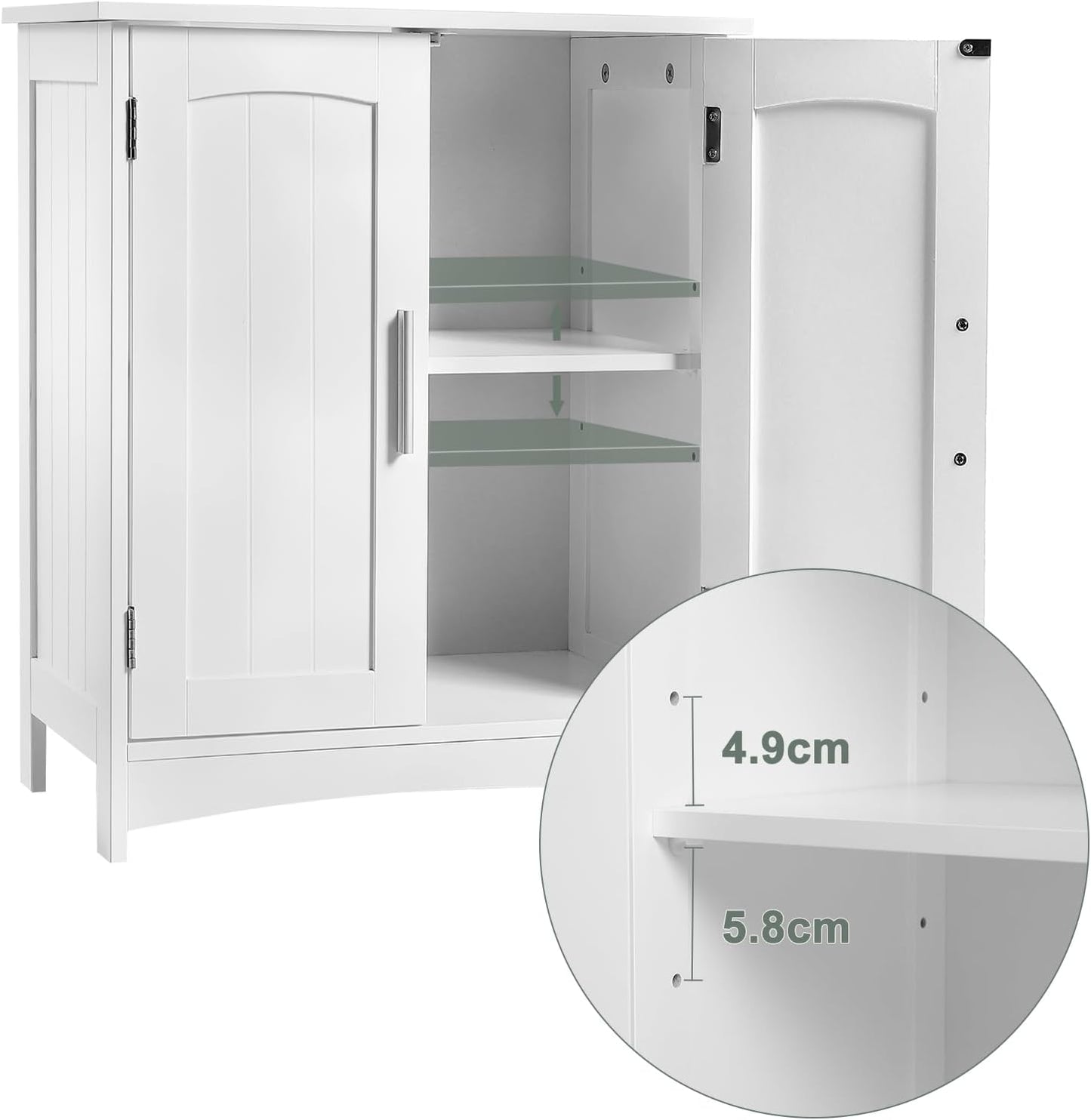Eugad Waschtischunterschrank weiß - Badezimmerschrank mit Türen und verstellbarem Einlegeboden - 50 x 30 x 60 cm