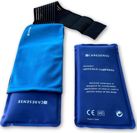 Caresense - Hot Cold Pack - Kühlpack mit Halter - Icepack - 2 Gelpacks mit elastischem Band - warm und kalt Kompress