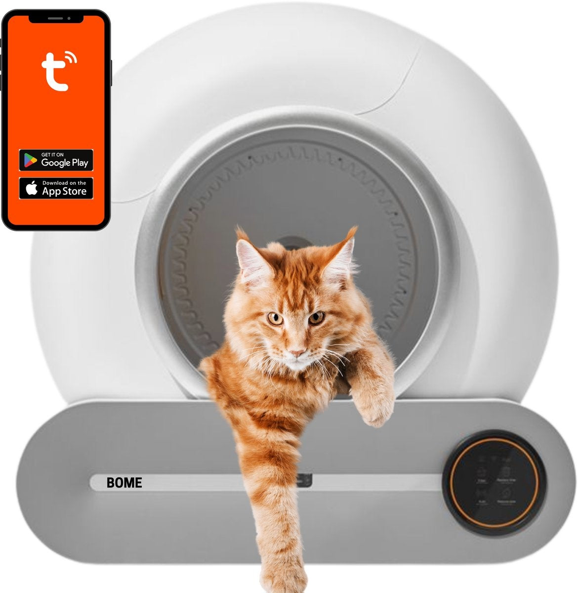 BOME Automatisches Katzenklo - Selbstreinigendes Katzenklo - Mit App und Touchscreen - 65L