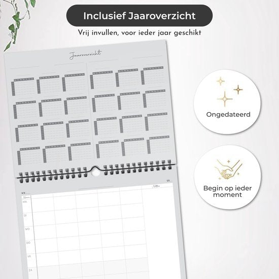Systemyze Family Planner Basic 2025 - Planer - Wochenplaner - Familienplaner - Undatiert - Grau