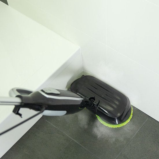 Livington Steam Twister Dampfreiniger mit rotierendem Doppel-Moppkopf, reinigt, schrubbt und poliert, 3-Stufen-Dampfautomat, 120 Grad heißer Dampf, Handdampfreiniger, 350-ml-Wassertank, schwarz