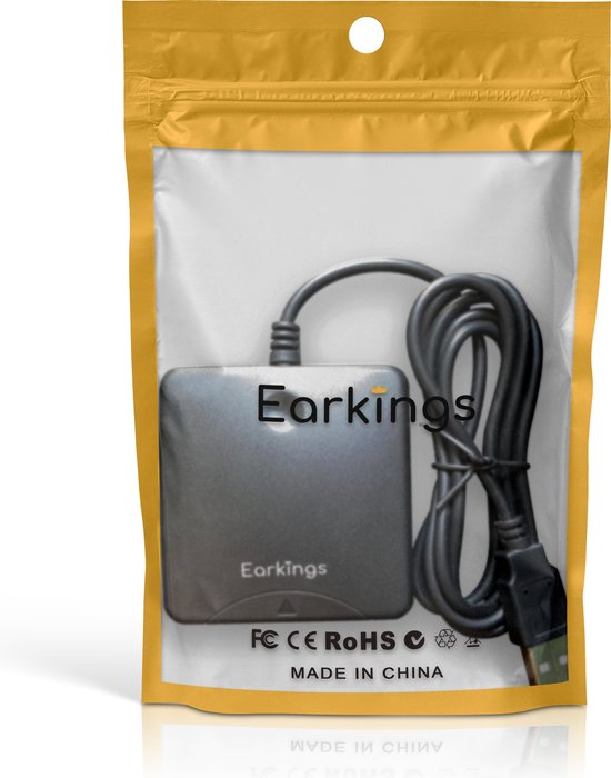 EarKings - Ausweiskartenleser - eID - geeignet für MAC & Windows - Bankkarten/ Kreditkarten/ Personalausweise - Schwarz