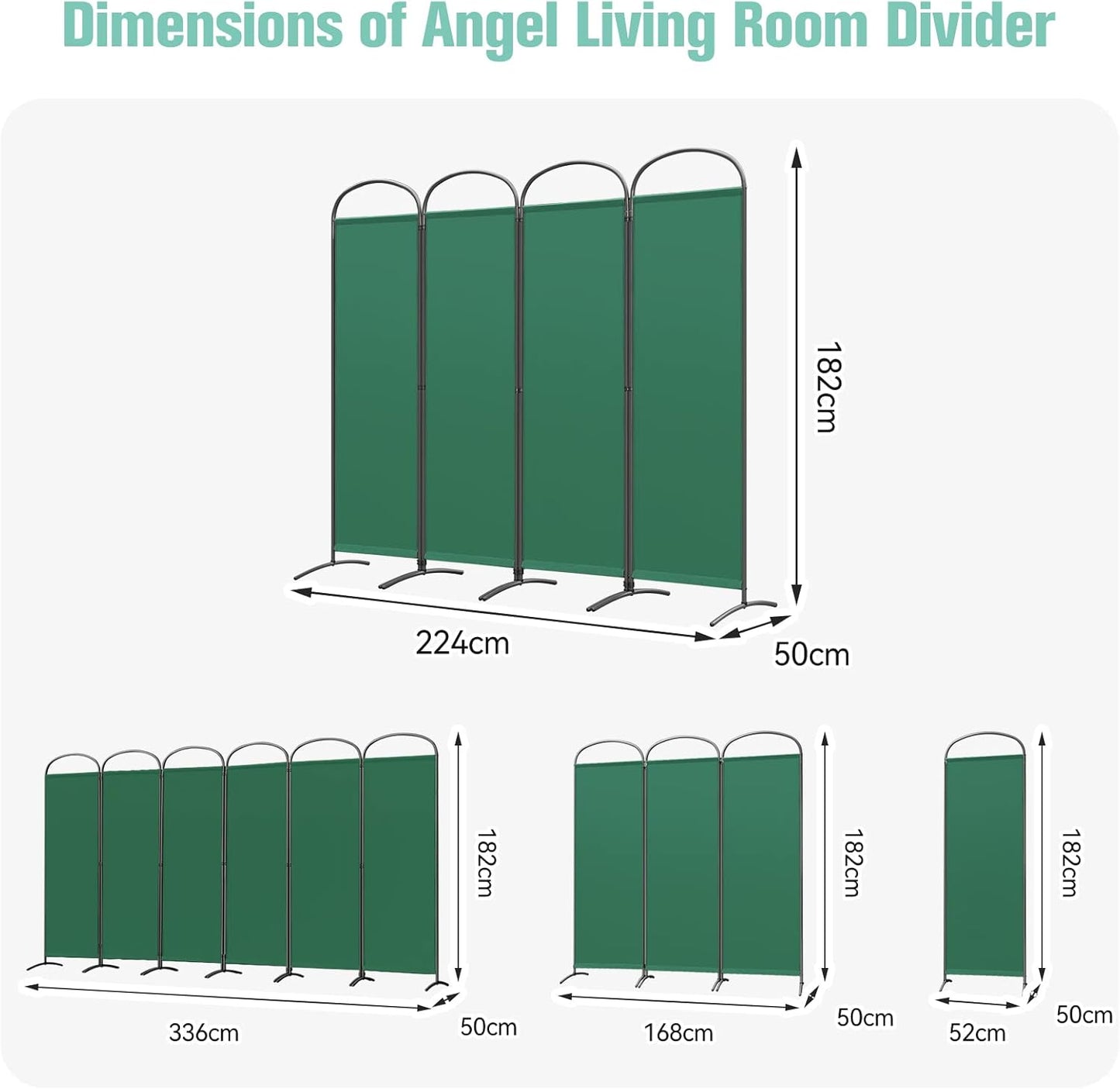 Angel Living Faltwand - 4 Paneele - 224 x 182 cm - Innen und Außen - Grün