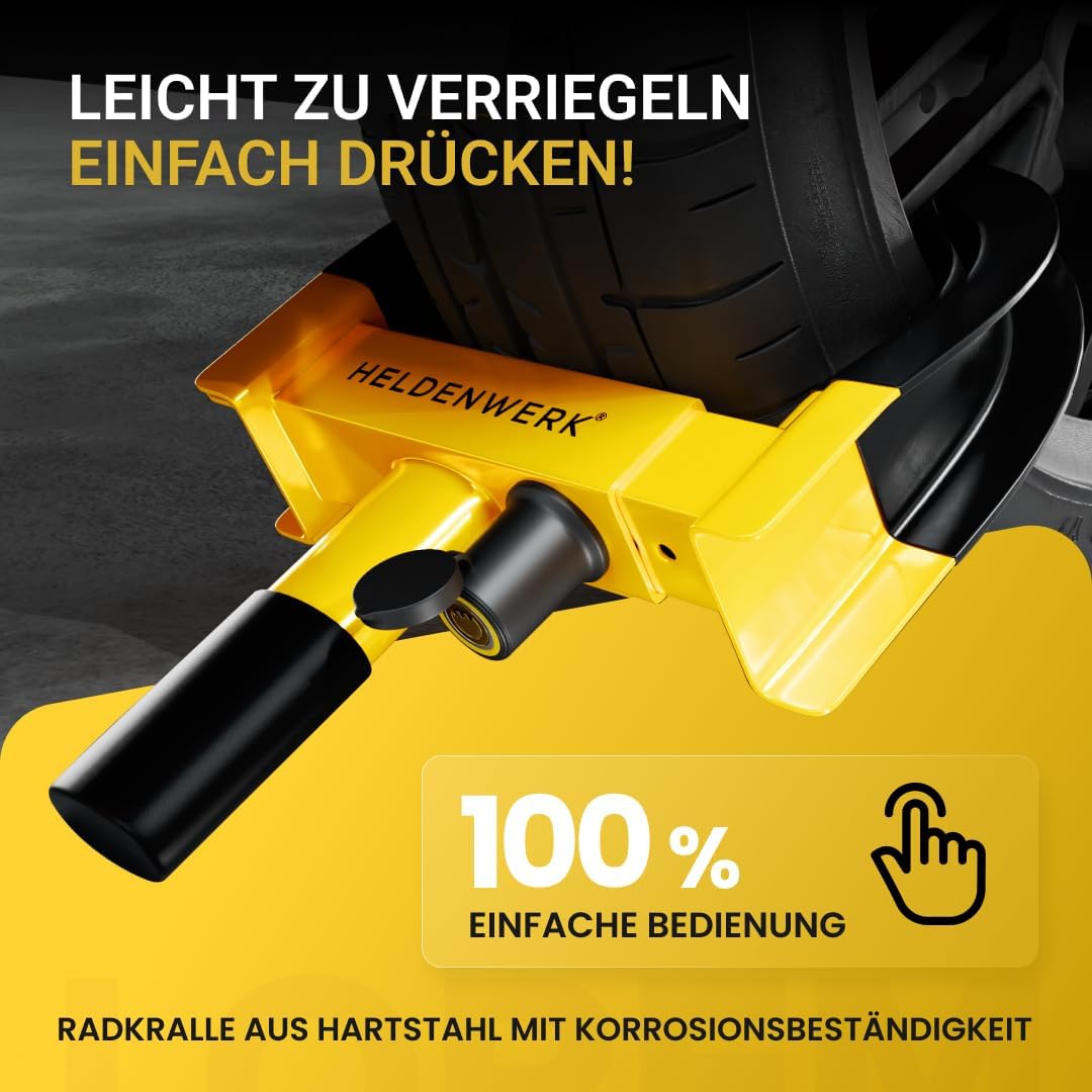 Heroism Park Claw Radklemme - für 18-30cm Reifenbreite - 10x10x10mm - Schwarz/Gelb