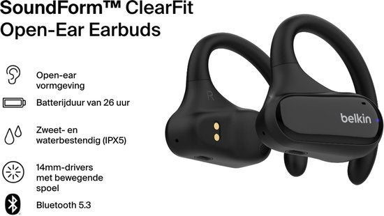 Belkin SoundForm ClearFit - Kabellose offene Sport-Ohrhörer - Schwarz