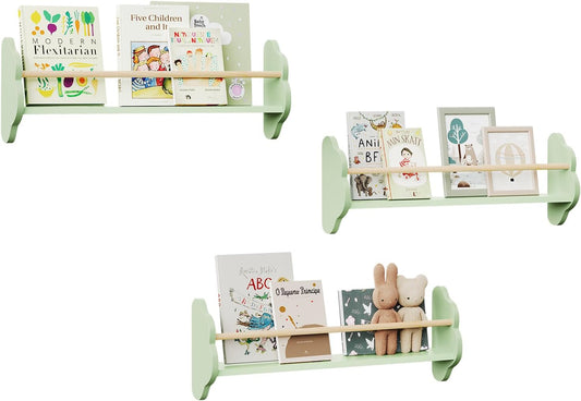 Woltu Wandregal für Kinder – 3 Stück – 45 x 24 cm – Grün