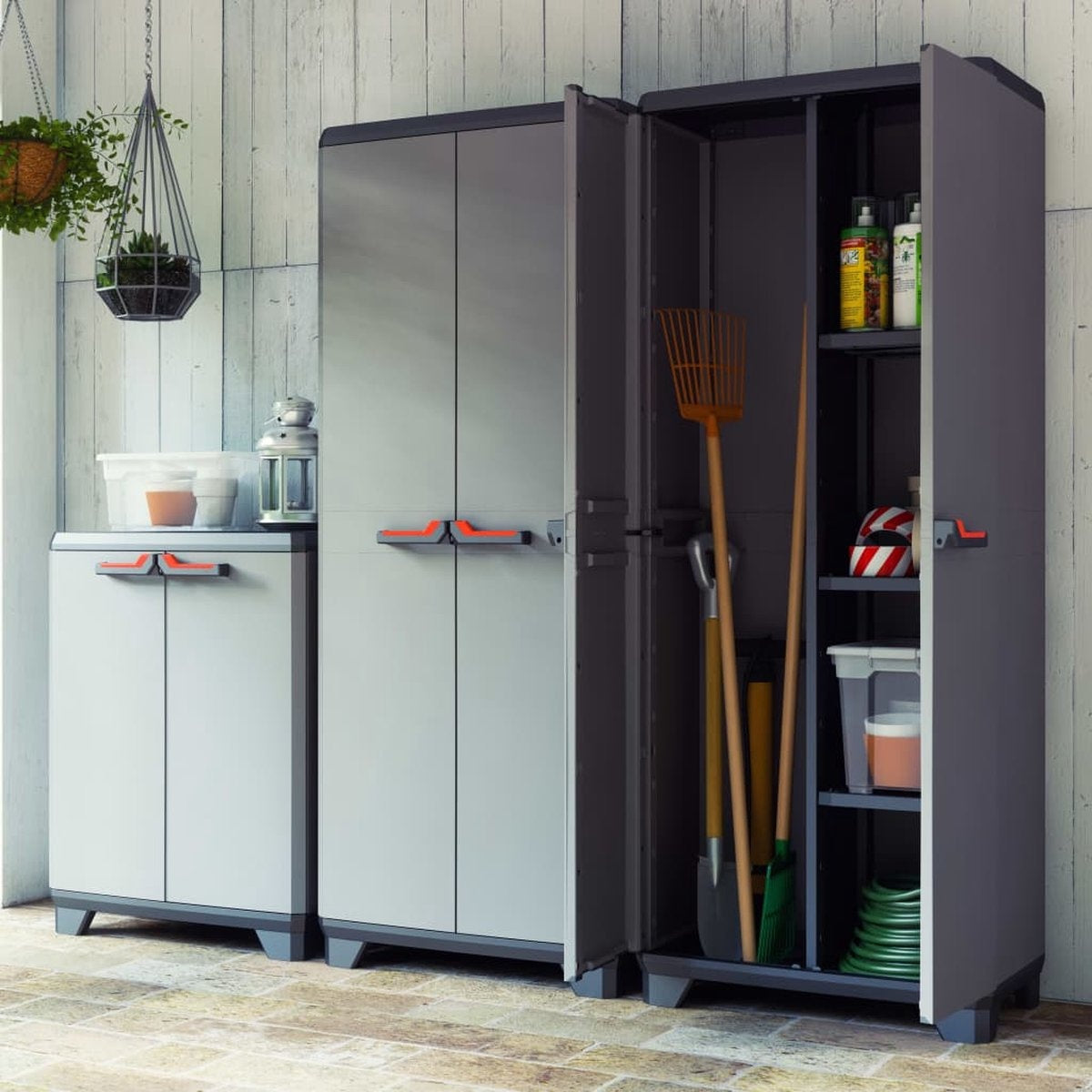 Keter Stilo Hochschrank - 3 Fachböden - 68x39x173 cm - Dunkelgrau/Schwarz