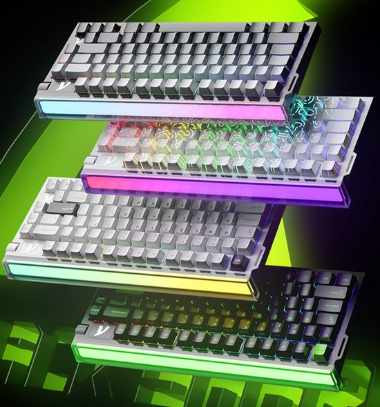 ATTACK SHARK R85HE – Kabelgebundene Gaming-Tastatur mit Magnetschaltern – 79 Tasten – RGB-Lichtleiste – Zierband – Lautstärkeregler – PBT-Tastenkappen – 8 kHz – 0,005 mm RT – 0,08 ms – Neongrün