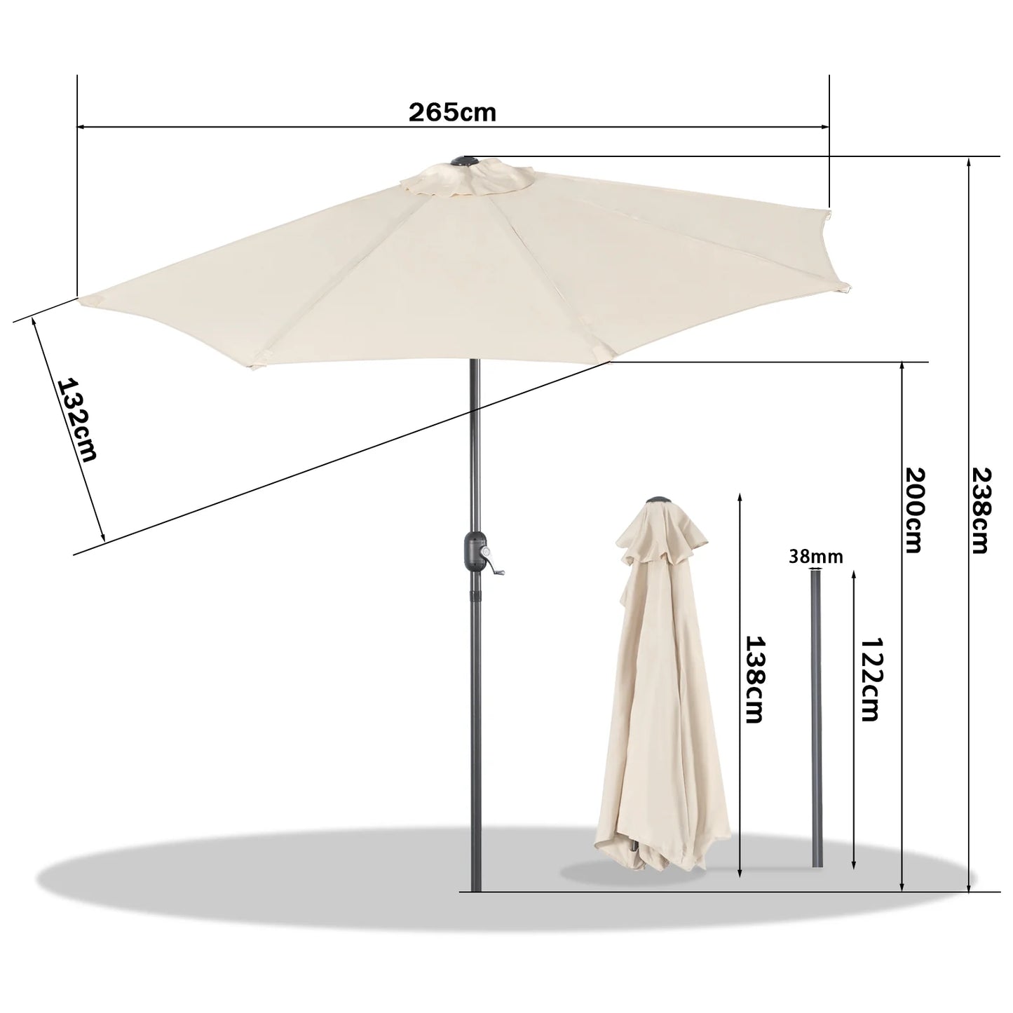 Angel Living Halb-Schirm 270 cm – Wandschirm, halbrund – Apfelgrün