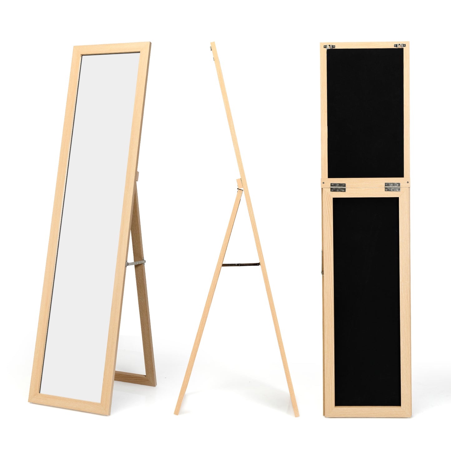 Coast 2 in 1 Vollspiegel Standspiegel und Wandspiegel mit Holzrahmen 37 x 155 cm natur