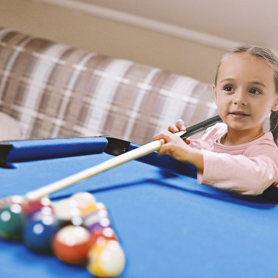 Cougar Pool Table Mini Portable Schwarz/Blau - Handlicher Griff - Inkl. Bälle - 118x64x12cm