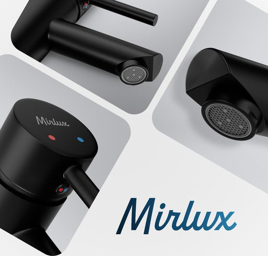 Mirlux Waschtischarmatur Schwarz - Waschtischmischer Bad - Waschtischarmatur - Waschtischarmatur / WC-Armatur - Wasserhahn - Kalt- und Warmwasserarmatur - Toilettenarmatur Kalt- und Warmwasser