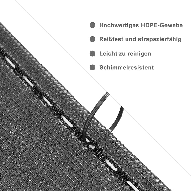 Woltu Fence Screen 1,5 x 25 m - Anthrazit - HDPE-Schattennetz 150 g/m² - Sicht- und Windschutz