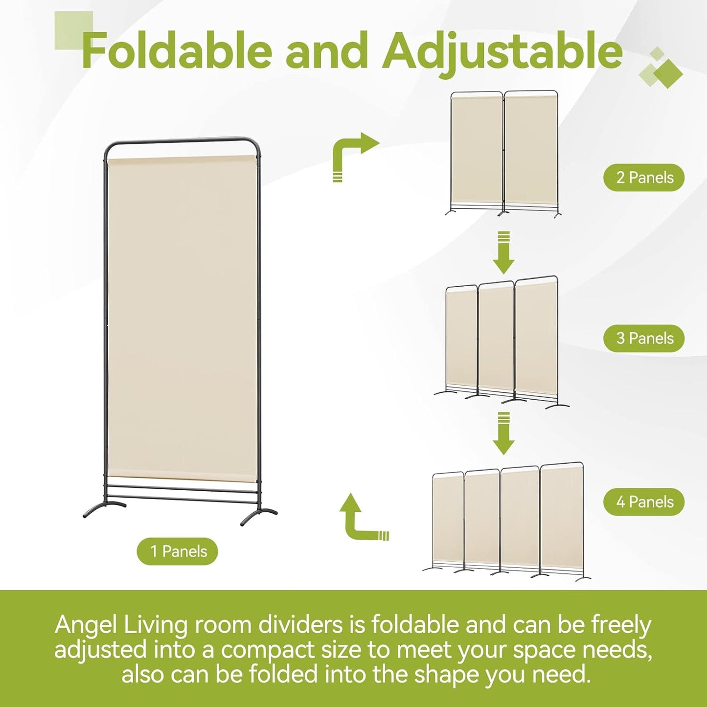 Angel Living Paravent - 1-teilig - 81x180 cm - faltbar - freistehend - Metallrahmen - Raumteiler & Sichtschutz - Beige