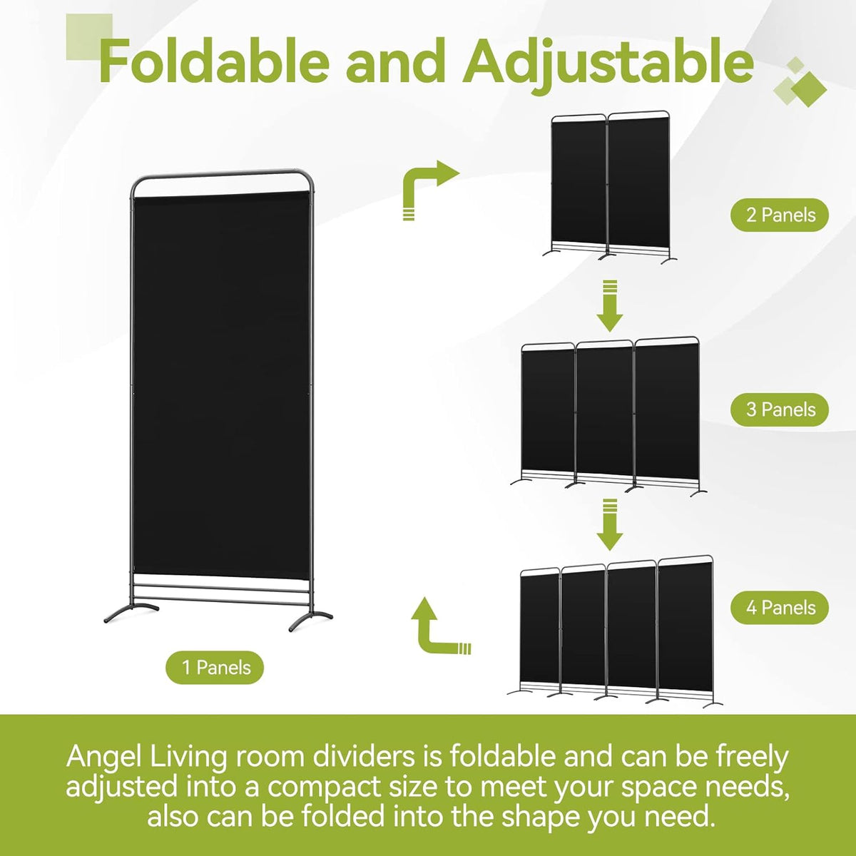 Angel Living Faltwand - 1 Panel - 81 x 180 cm - Schwarz