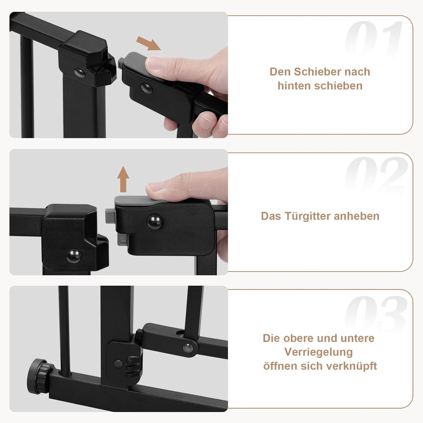 WOLTU Treppengitter - 75-97 cm - 2 Längen - Schwarz