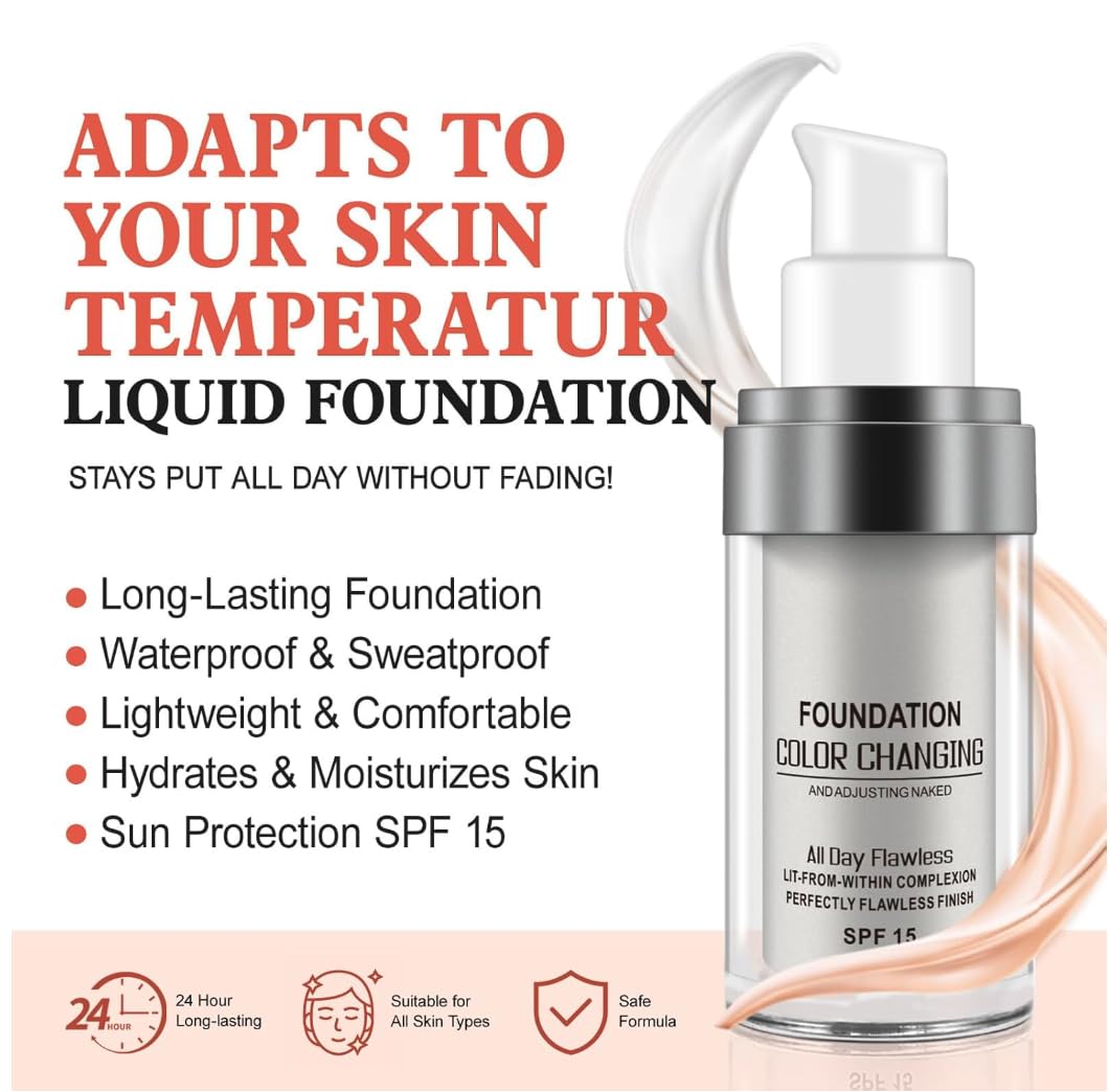 Faas TLM Foundation - Farbverändernde Foundation - Passt sich dem Hautton an - Feuchtigkeitsspendend & hypoallergen - 24 Stunden Halt - Wasserfest - Ultra HD Make-up - Sonnenschutzfaktor 15