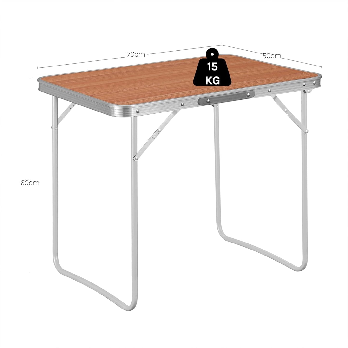 Woltu Camping-Tisch – max. 40 kg – 70 x 50 x 60 cm – Eiche
