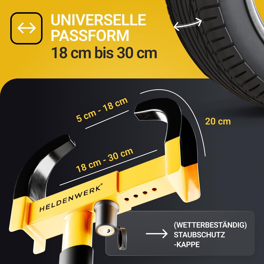 Heroism Park Claw Radklemme - für 18-30cm Reifenbreite - 10x10x10mm - Schwarz/Gelb