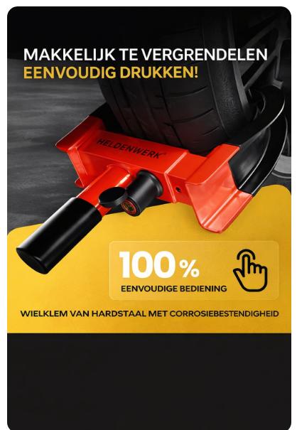 HELDENWERK - Parkkralle & Radklemme - Für 18-30 cm Reifenbreite - Schwarz & Rot legierter Stahl - Mit Hochsicherheitsschloss & 3 Schlüsseln - Diebstahlschutz - Maximale Sicherheit