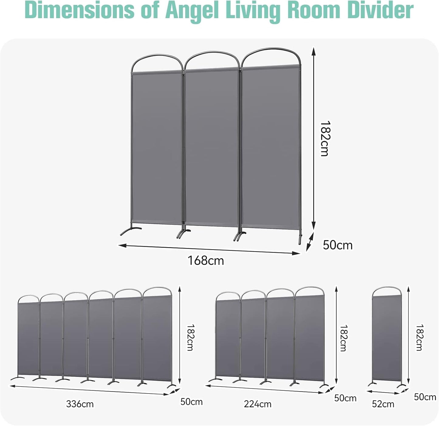 Angel Living Faltwand 3 Paneele - 168 x 182 cm - Grau