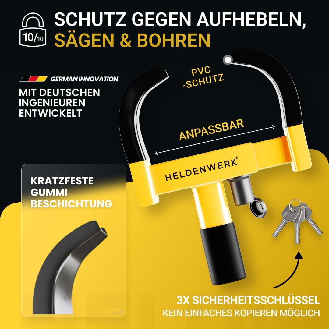 Heroism Park Claw Radklemme - für 18-30cm Reifenbreite - 10x10x10mm - Schwarz/Gelb