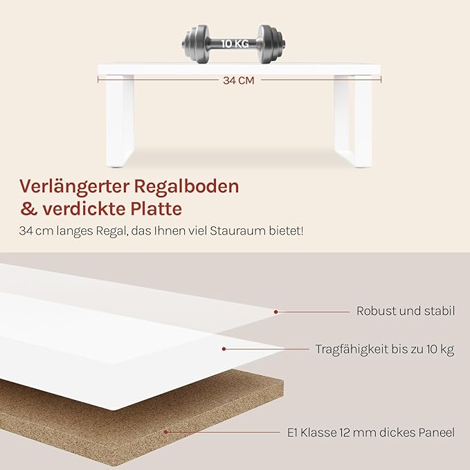WOLTU Scaffalature Gewürzregal Set 2 Stück - stapelbarer Küchenregal-Organizer - weißes MDF und Metall